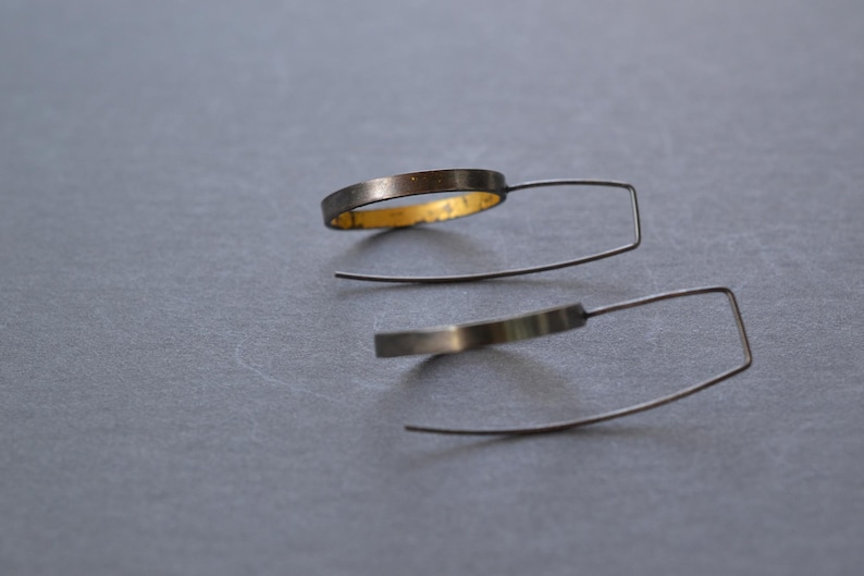 long hoop earrings Modern Hoop Earrings- silver and gold- minimalist earrings geometric earrings contemporary drop earrings