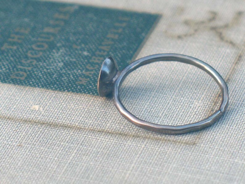 Two Tone Tiny Pool Ring minimalist ring, alternative engagement ring, modern ring, organic cup ring, two tone ring, lunar ring image 2