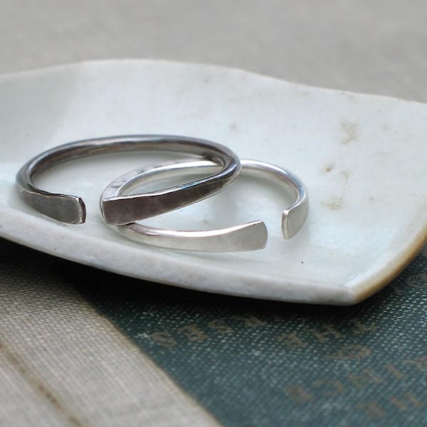 Forged Open Band Ring- minimalist ring, adjustable ring, sterling silver ring, unique dainty ring, simple band, forged ring stacking ring
