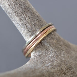 Solid Gold Stacking Ring thin gold band in rose, yellow, or white gold 10k or 14k stackable wedding band, minimalist wedding ring image 1