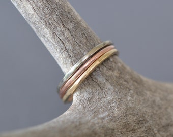 Solid Gold Stacking Ring- thin gold band in rose, yellow, or white gold- 10k or 14k- stackable wedding band, minimalist wedding ring