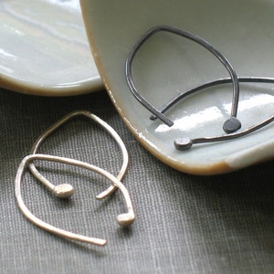 Small Sterling Silver Sprout Earrings: Minimalist Wire Arc