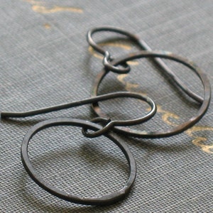 Small Sterling Hoops small silver hoops, open circle earrings, hand forged, small wire hoops, hand hammered hoops, thin hammered hoops image 2
