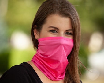 3-tone Pink Color Neck Gaiter Face Covering Mask (3 Sizes - Youth, S/M, L/XL) - use as hat, do rag, shirt, hood, etc.