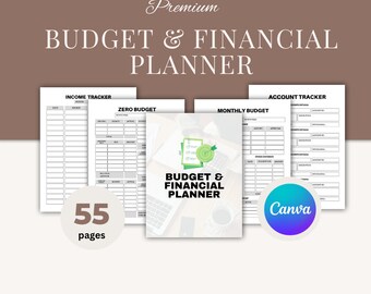 Budget And Financial Planner Canva Template Budget Organizer Savings Checklist Monthly Budget Planner PDF Editable Budget Planner Template