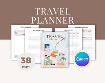 Travel Planner Canva Template Holiday Organizer Travel Checklist Packing Travel Itinerary Vacation Planner Packing List Instant Download