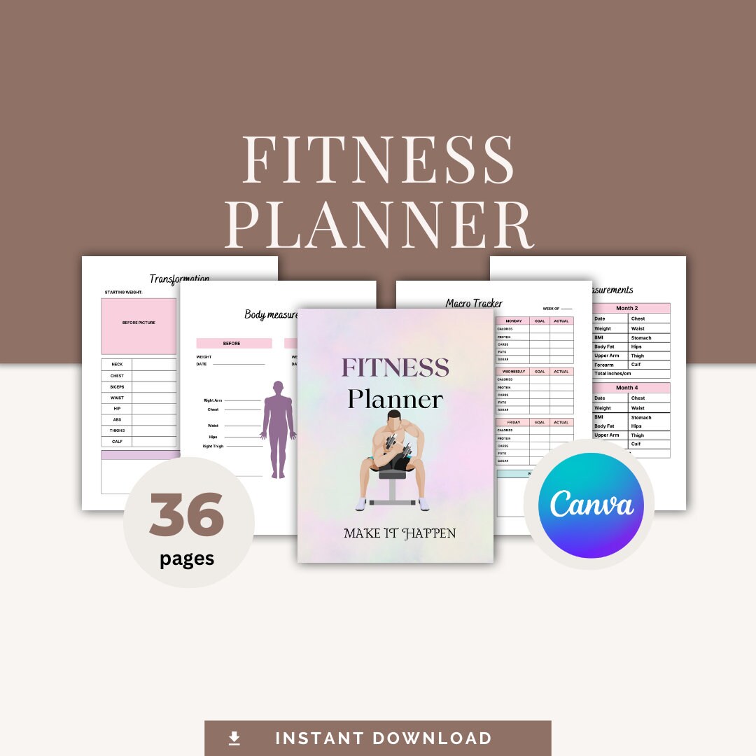 Fitness Planner Printable Workout Log Fitness Journal Template to Keep ...