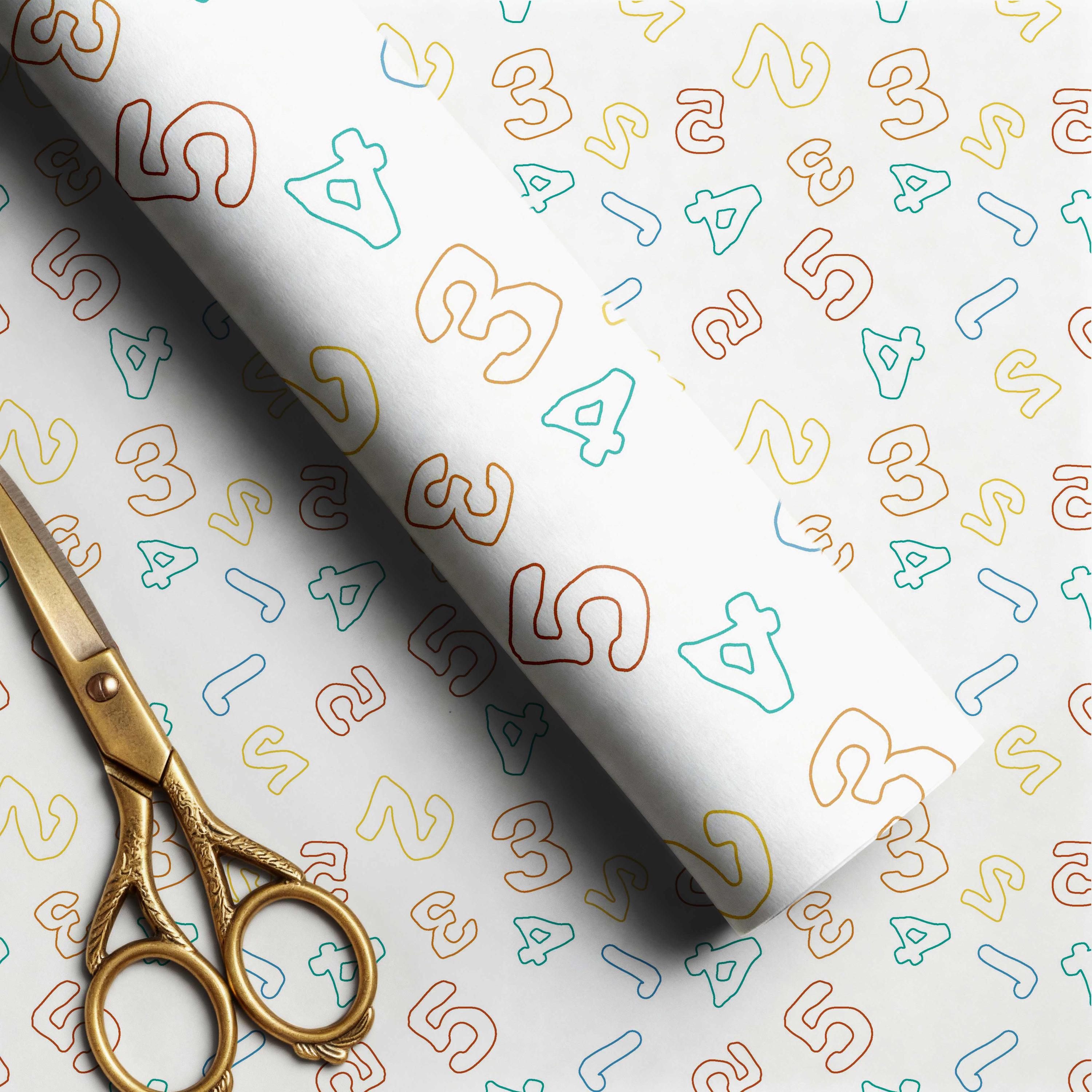 Number & Shape Printable Gift Wrap, Kids Educational Wrapping Paper ...