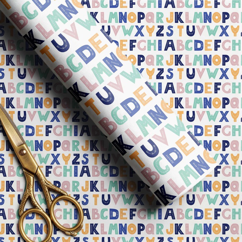 Alphabet Letters Printable Gift Wrap, Alphabets Gift Wrap Set for Kids ...