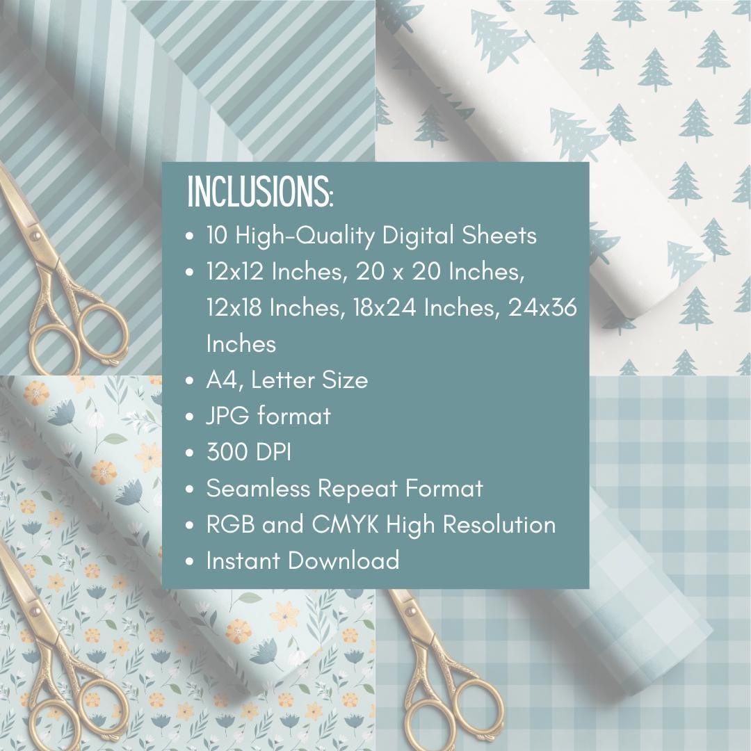Teal Printable Gift Wrap, Seamless Wrapping Paper Pattern, Elegant Teal ...