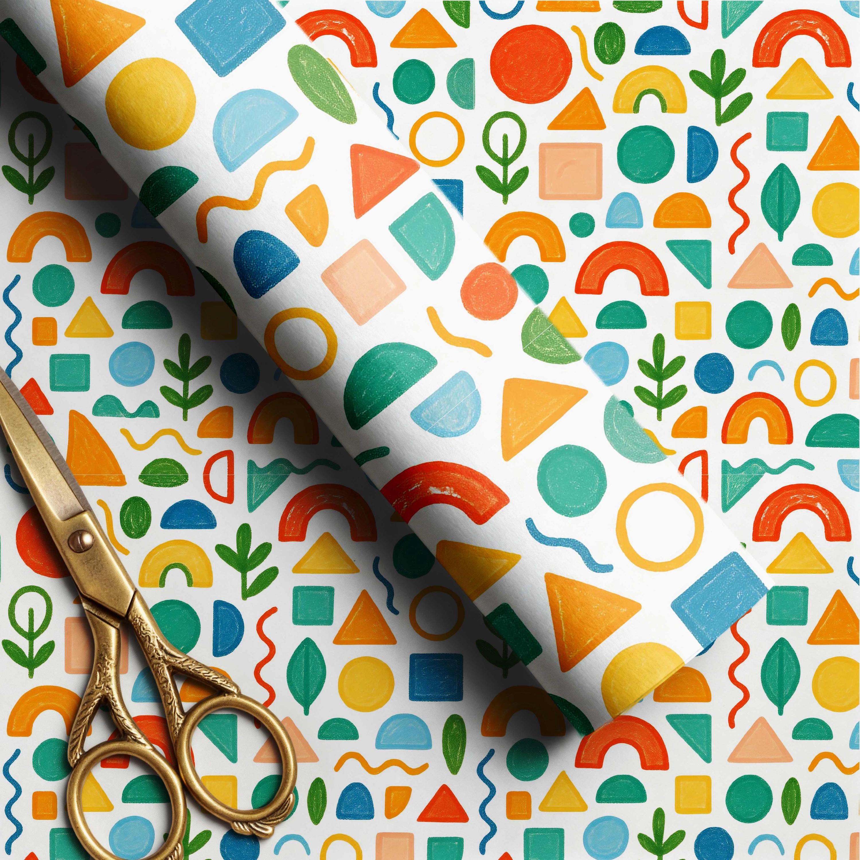 Gift Wrapping Math Number & Shape Printable Gift Wrap, Kids Educational Wrapping Paper ...