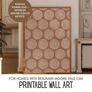 Rust Moroccan Wall Art for Benjamin Moore PALE OAK, Beige Burnt Rust Boho Art, Moroccan Tile Wall Art Print, Rust Geometric Pattern Poster