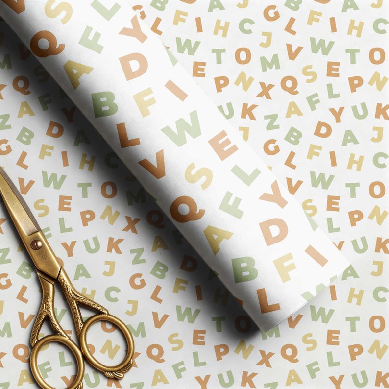 Alphabet Letters Printable Gift Wrap, Alphabets Gift Wrap Set for Kids ...
