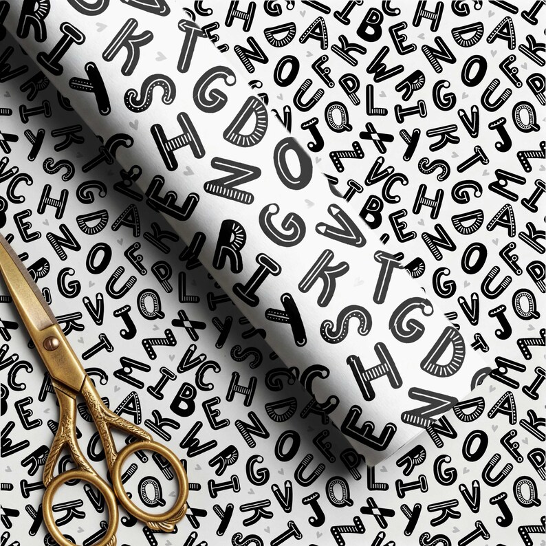 Alphabet Letters Printable Gift Wrap, Alphabets Gift Wrap Set for Kids ...
