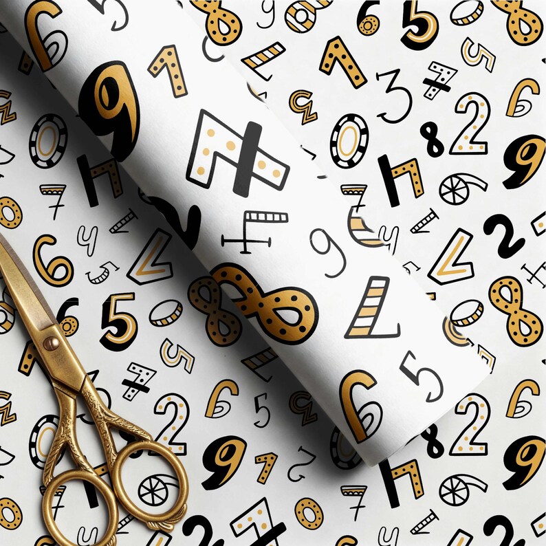 Number & Shape Printable Gift Wrap, Kids Educational Wrapping Paper ...