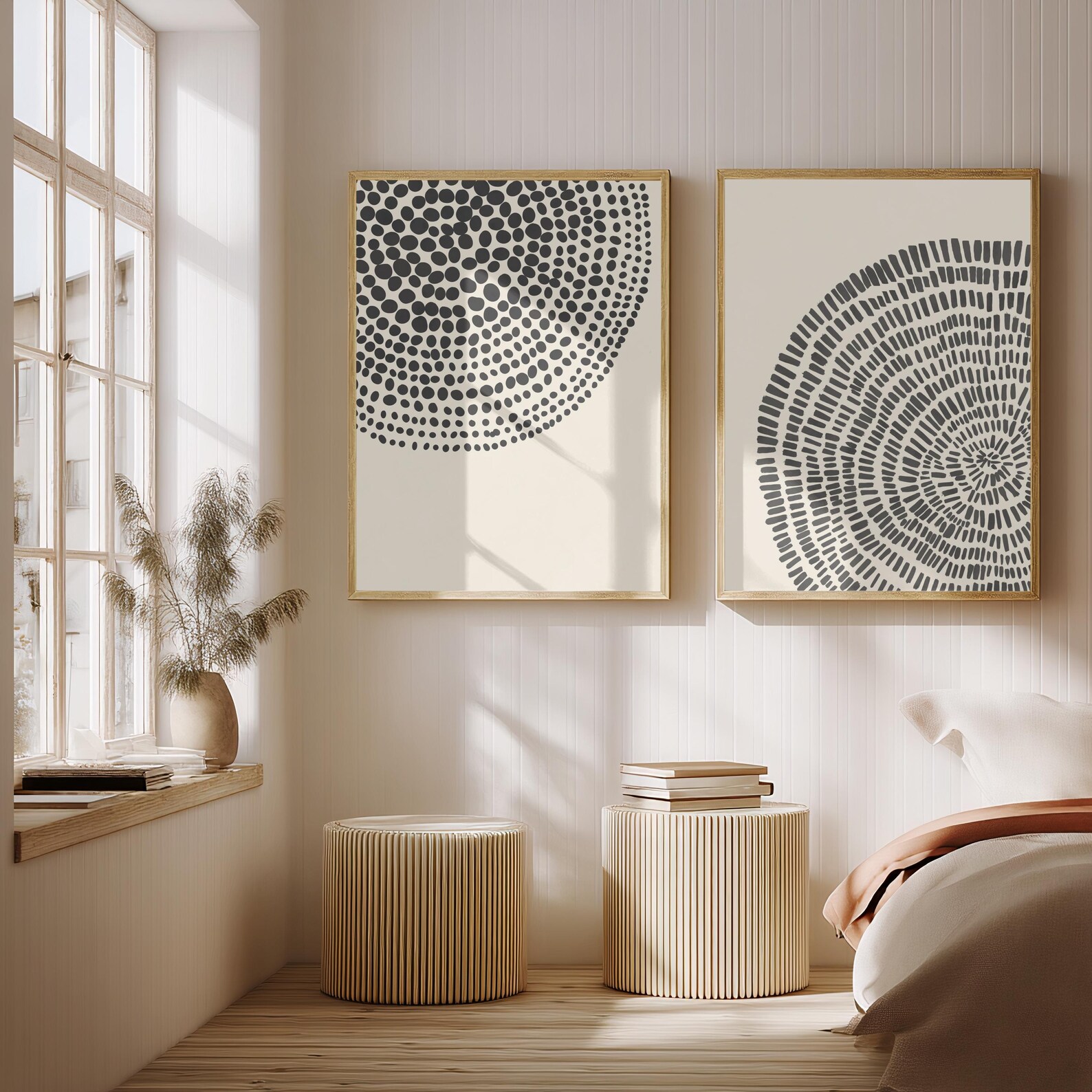 Scandi Pattern Frame Scandi Art Set of 2 Prints, White Black Brush Strokes Scandi Art Prints ...