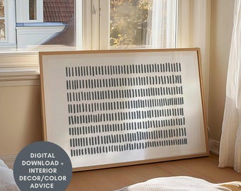 Modern Blue Gray Brush Strokes Printable Art, Striped Printable Poster, Abstract Minimalist Lines Art, Hand Painted Art, Blue White Wall Art