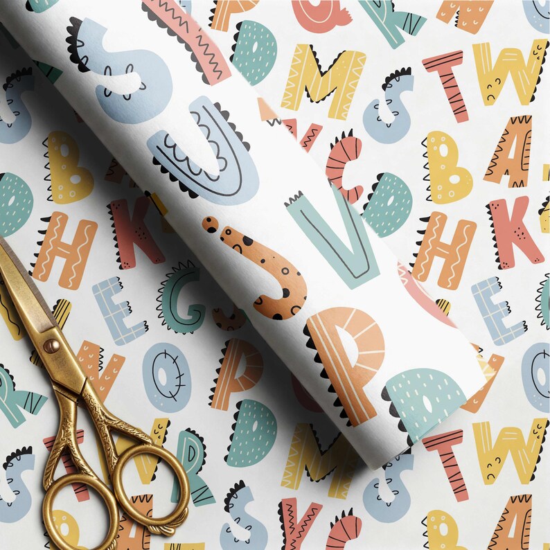 Alphabet Letters Printable Gift Wrap, Alphabets Gift Wrap Set for Kids ...