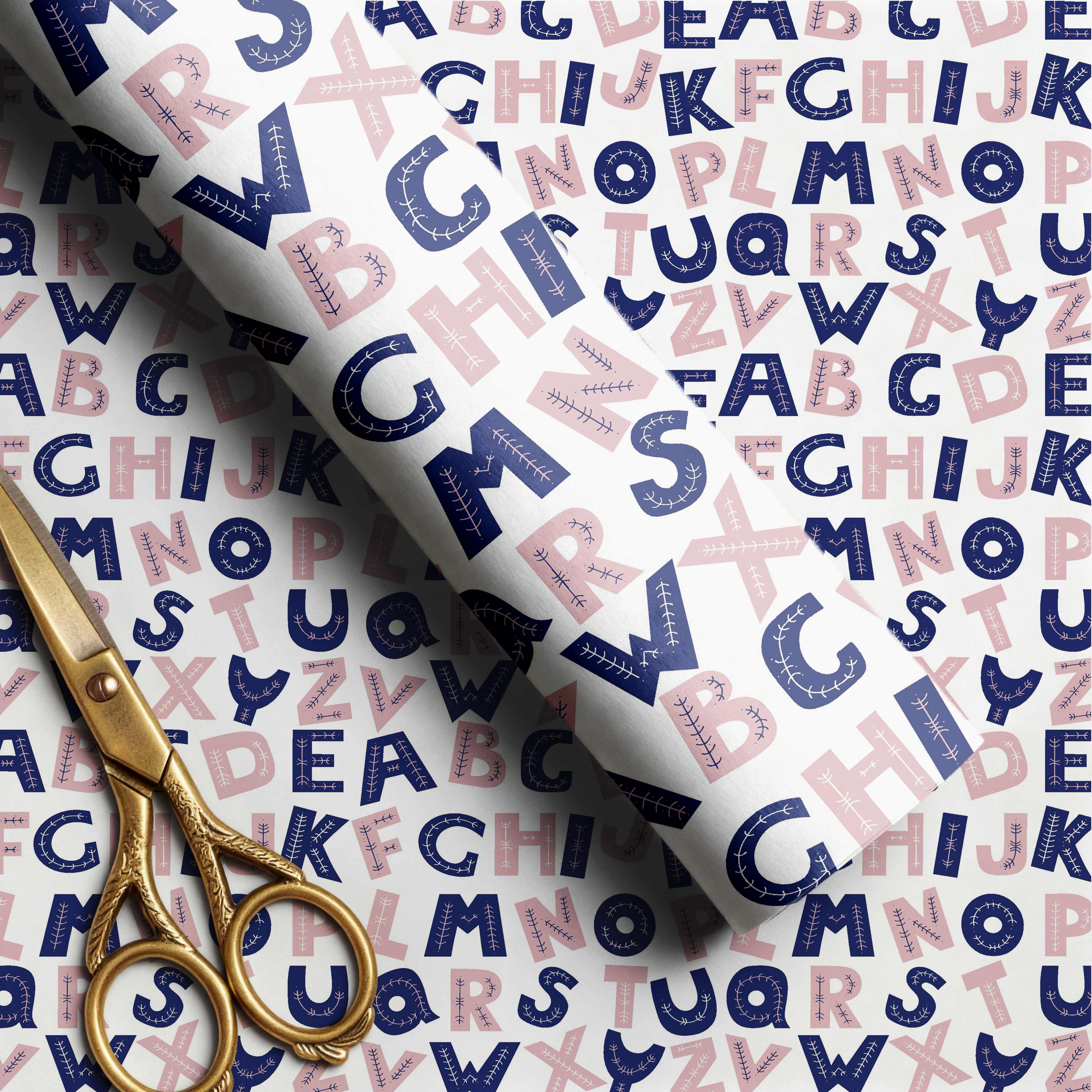 Alphabet Letters Printable Gift Wrap, Alphabets Gift Wrap Set for Kids ...