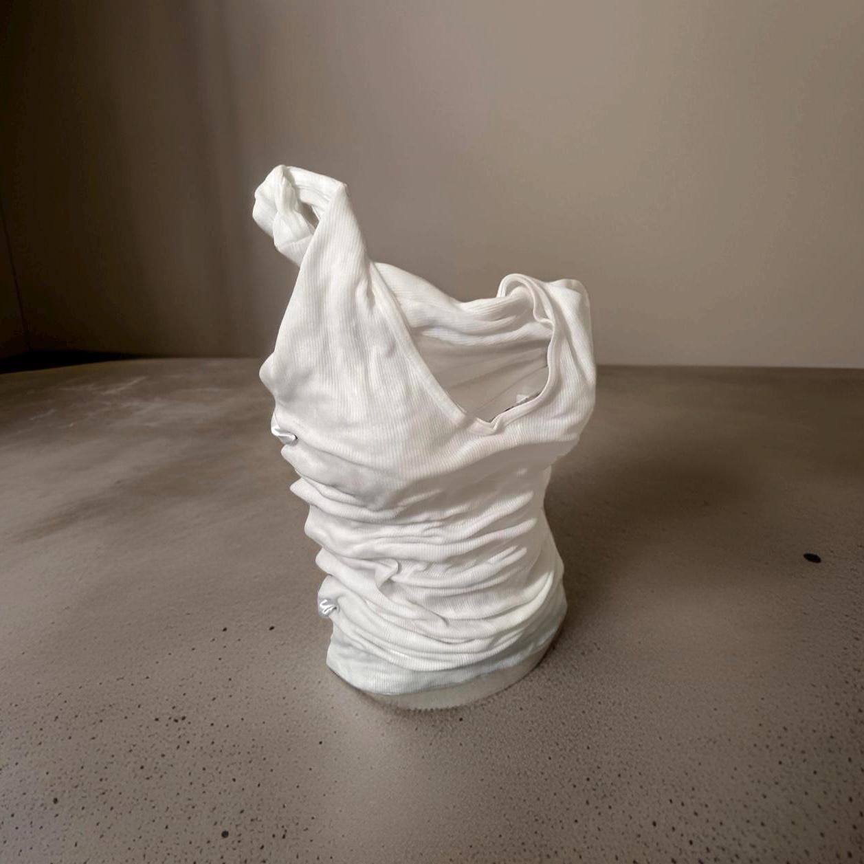 VIRAL TRENDING -  Frozen Epoxy Corset Tank: Unique Wet Look Frozen A-Shirt Corset Top. Special Occasion All White Statement Piece