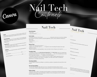 Nail Technician Contracts Template  Nail Tech Forms  Nail Service Agreement  Client Intake Form Canva Template