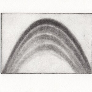 May include: A black and white pencil drawing of a rainbow.