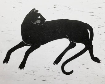 Black Panther Linocut Print