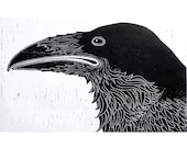 Raven Woodblock Print 10.5 X 15 inches