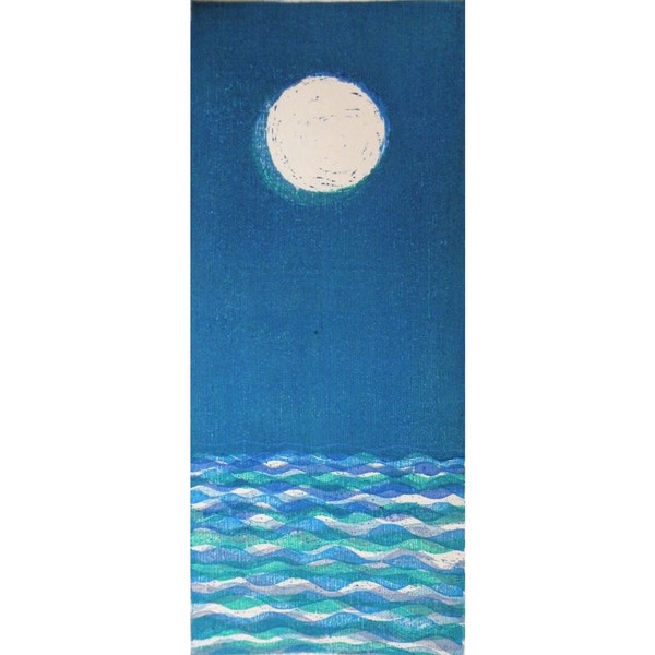 Moon and Sea II  woodblock print moku hanga