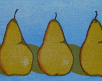 Three Pears Original Woodblock Print