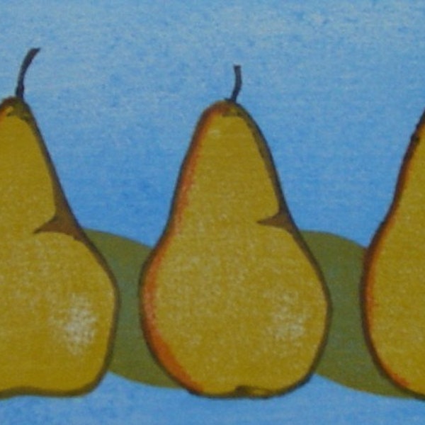 Three Pears Original Woodblock Print