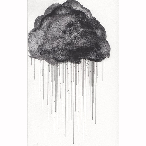 Watercolor Painting Print Lunar Black Raincloud Wall Art