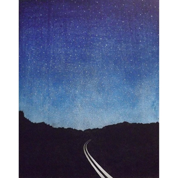 woodblock print  Wall Art “There was nowhere to go but everywhere, so just keep on rolling under the stars.”  ― Jack Kerouac, On the Road