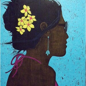 Plumeria Large Woodblock Print 18X24 inches image 1