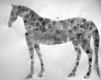 Dappled Grey 18X24 original ink painting, horse, animal painting