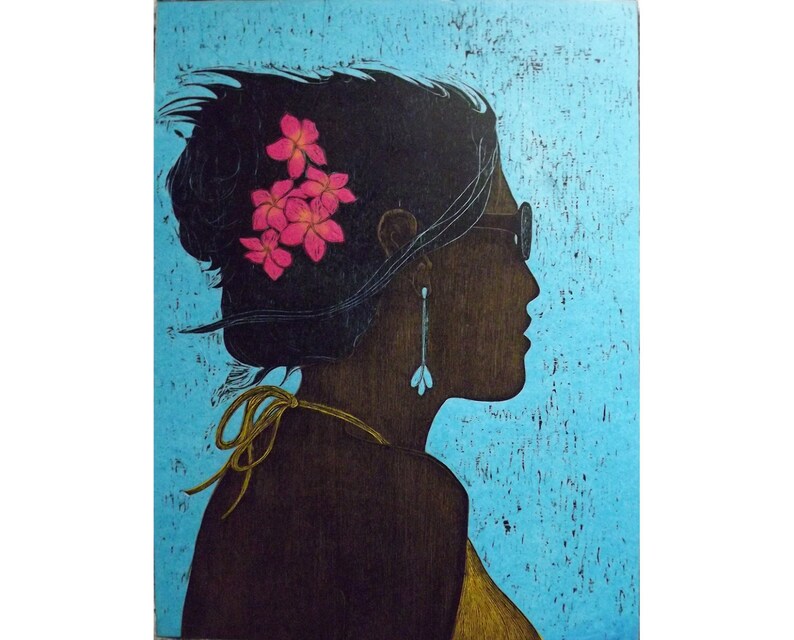 Plumeria Large Woodblock Print 18X24 inches image 3