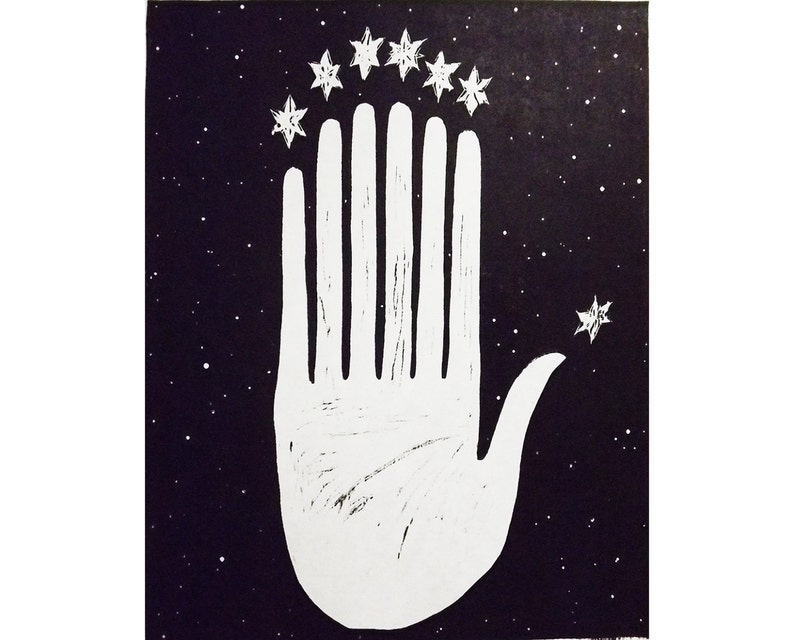 Pleiades Woodblock Print, Stars, Printmaking image 1