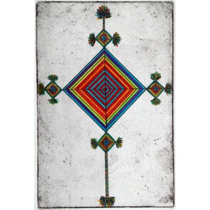 Etching Ojo de Dios original hand pulled print
