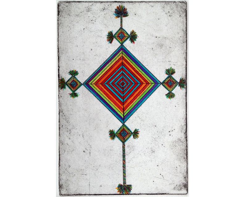 Etching Ojo de Dios original hand pulled print image 1