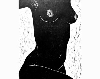 Nude 1 original linocut print