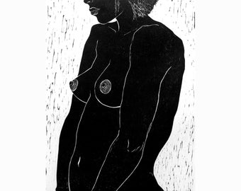 Nude 3 original linocut print