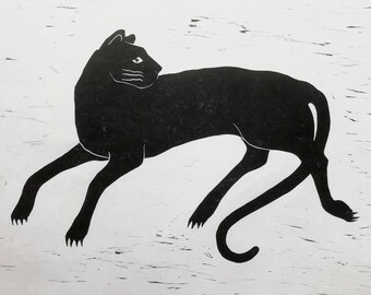 Black Panther Linocut Print
