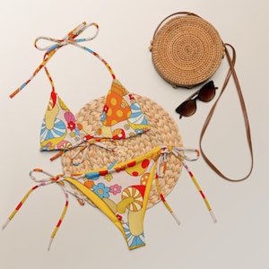 Retro Mushroom Recycled String Bikini SET