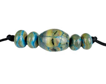 Turquoise Veined Handmade Lampwork Glass Bead Set