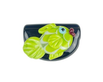 Green Fish Handmade Lampwork Sculptural Glass Bead