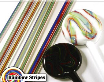 Rainbow Lampwork Striped Stringers - 104coe