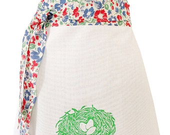 Organic block print nest apron