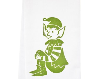 stripey elf organic tea towel