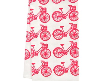 SALE organic tea towel bike all over pattern