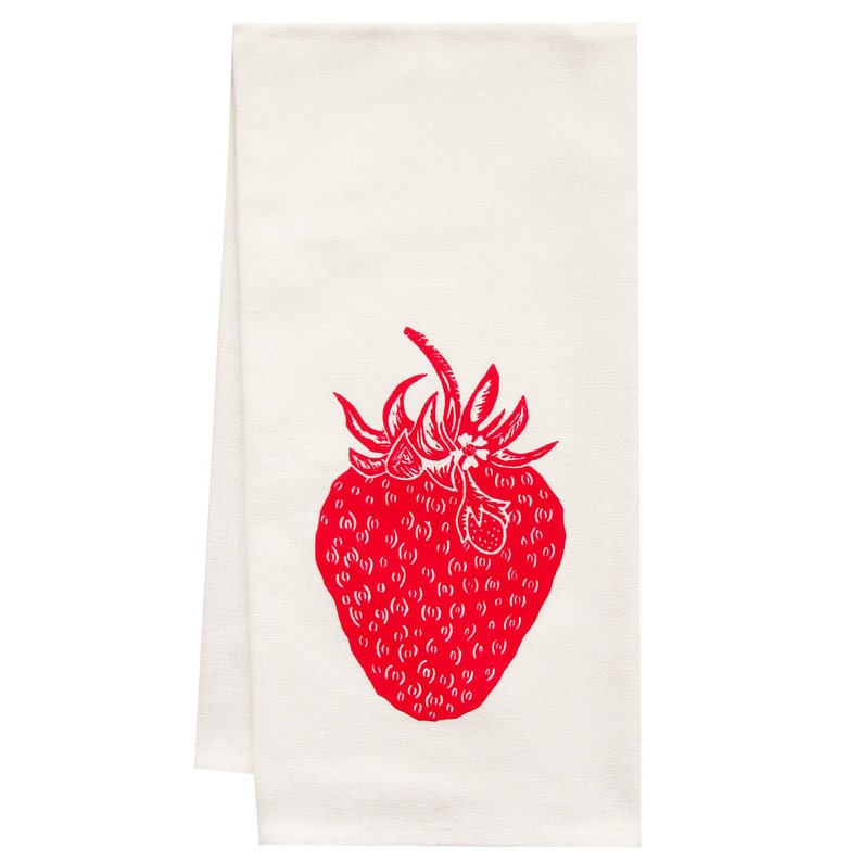 Sale ORGANIC strawberry tea towel image 1